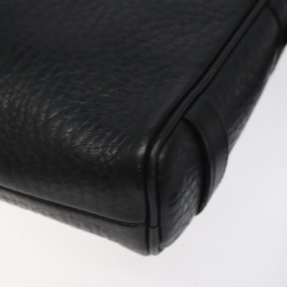 Burberrys Clutch Bag Leather Black Auth bs25815